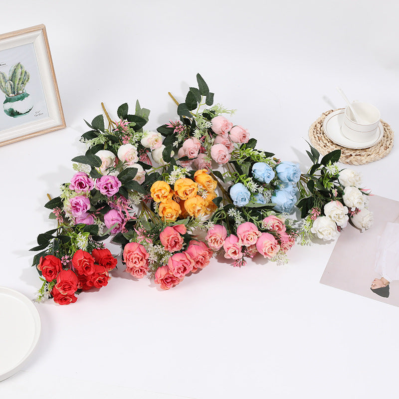 12 Bushes Artificial Premium Silk Flower Rose Bud Bouquets Purple