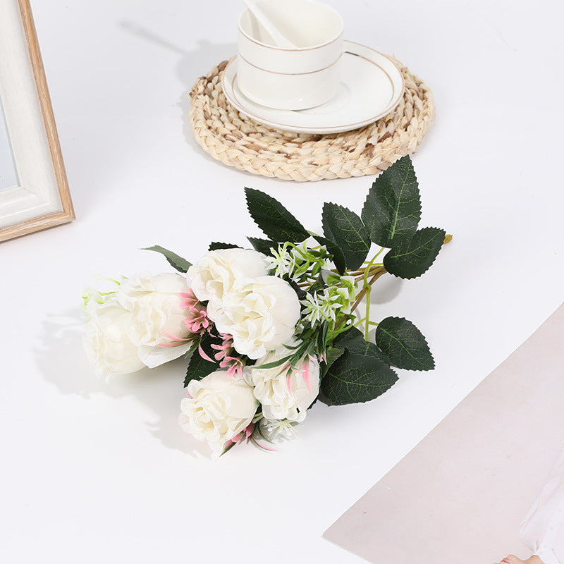 12 Bushes Silk Rose Bud Artificial Flower Bush White