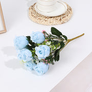12 Bushes Silk Rose Bud Artificial Flower Bush Blue