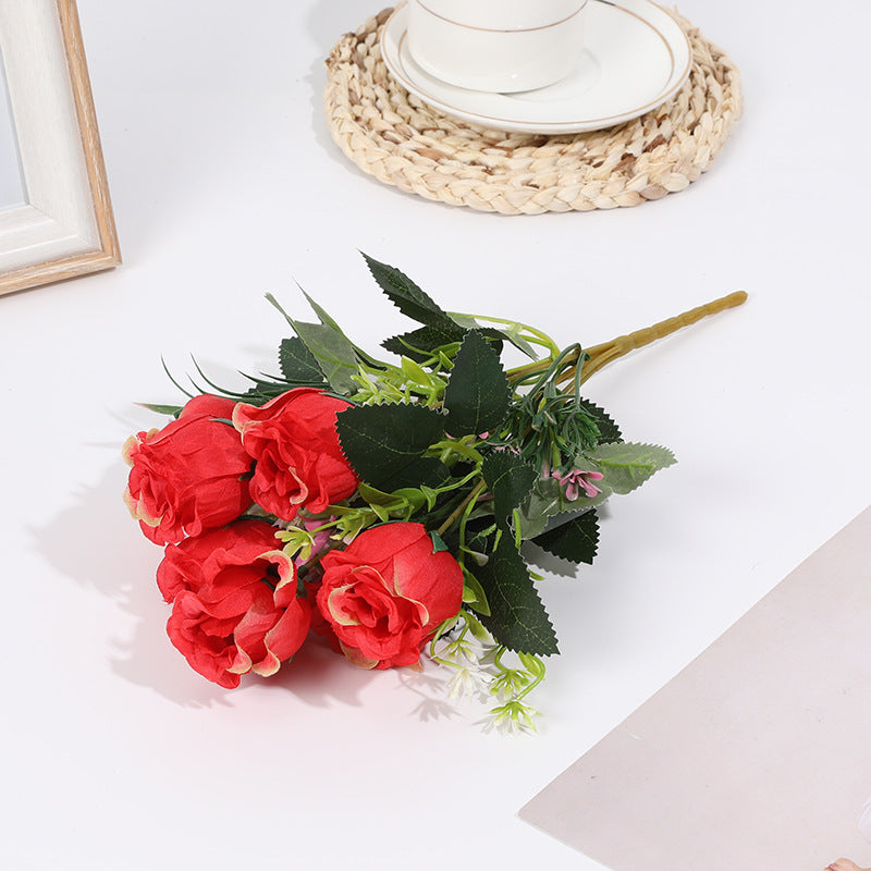 12 Bushes Silk Rose Bud Artificial Flower Bush Red