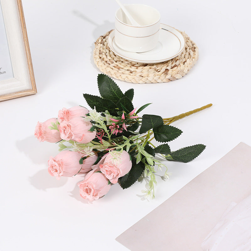 12 Bushes Silk Rose Bud Artificial Flower Bush Flesh Pink