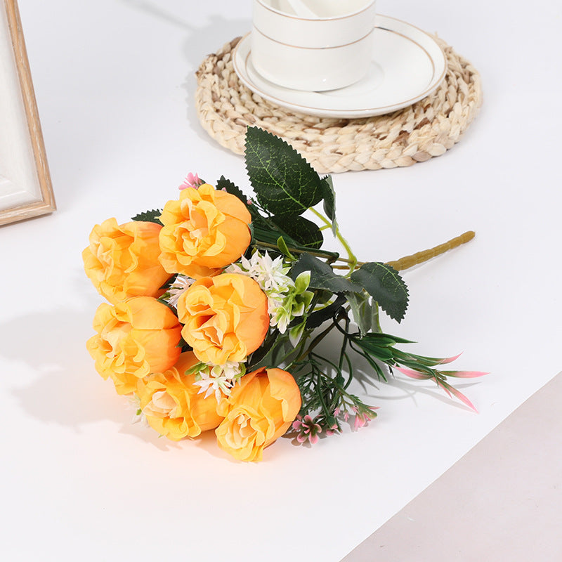12 Bushes Silk Rose Bud Artificial Flower Bush Orange
