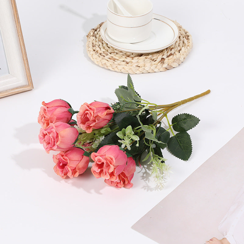 12 Bushes Silk Rose Bud Artificial Flower Bush Rose Red