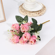 12 Bushes Silk Rose Bud Artificial Flower Bush Rose Pink
