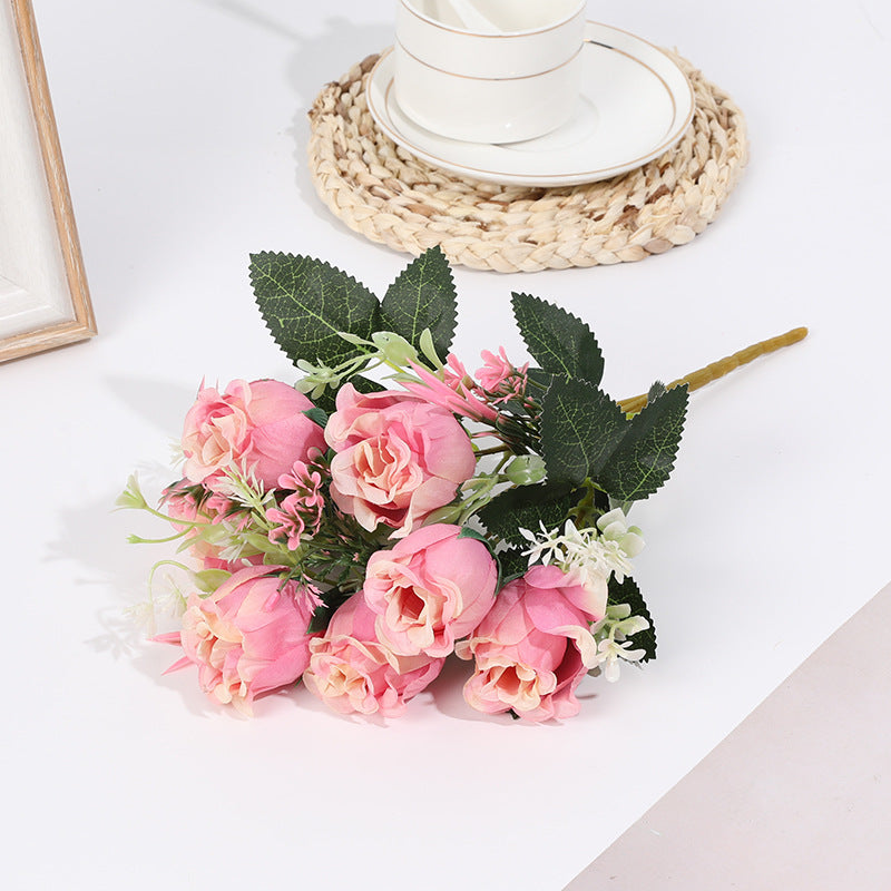 12 Bushes Silk Rose Bud Artificial Flower Bush Rose Pink