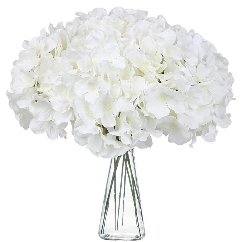 Fake Hydrangea Artificial Flowers with Stems Real Touch White
