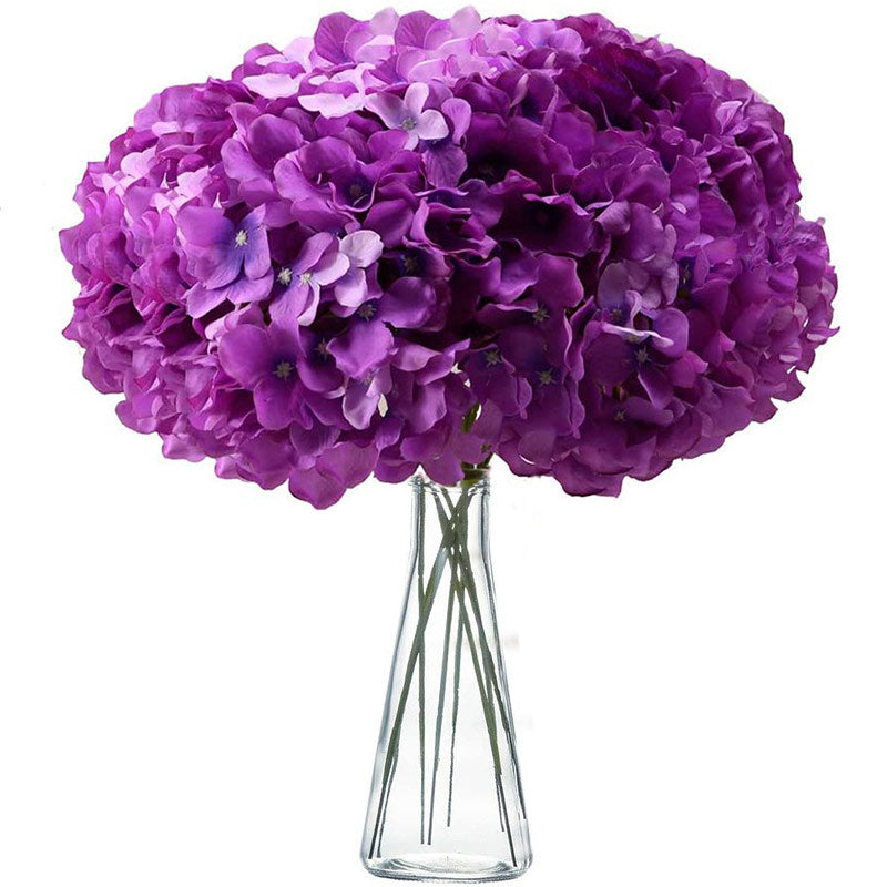 Fake Hydrangea Artificial Flowers with Stems Real Touch Drak Purple