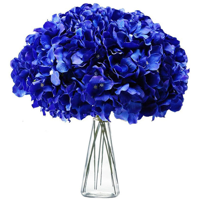 Fake Hydrangea Artificial Flowers with Stems Real Touch Royal Blue