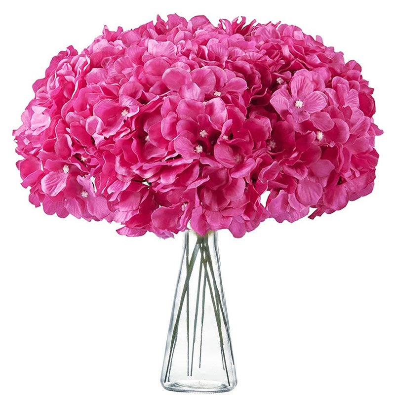 Fake Hydrangea Artificial Flowers with Stems Real Touch Rose Red