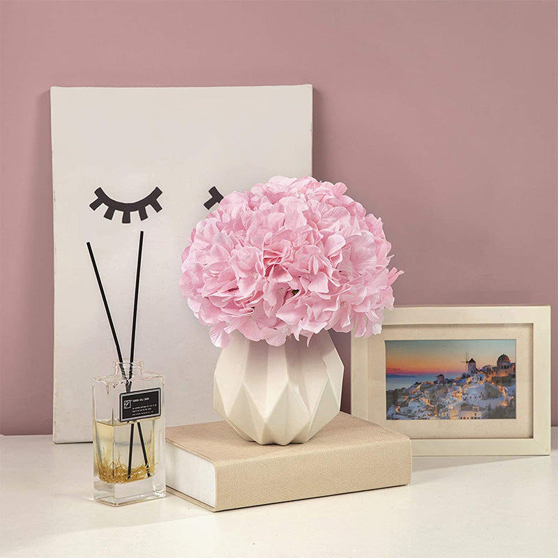 10 Flower Head and Stems Artificial Satin Hydrangeas Rose Red