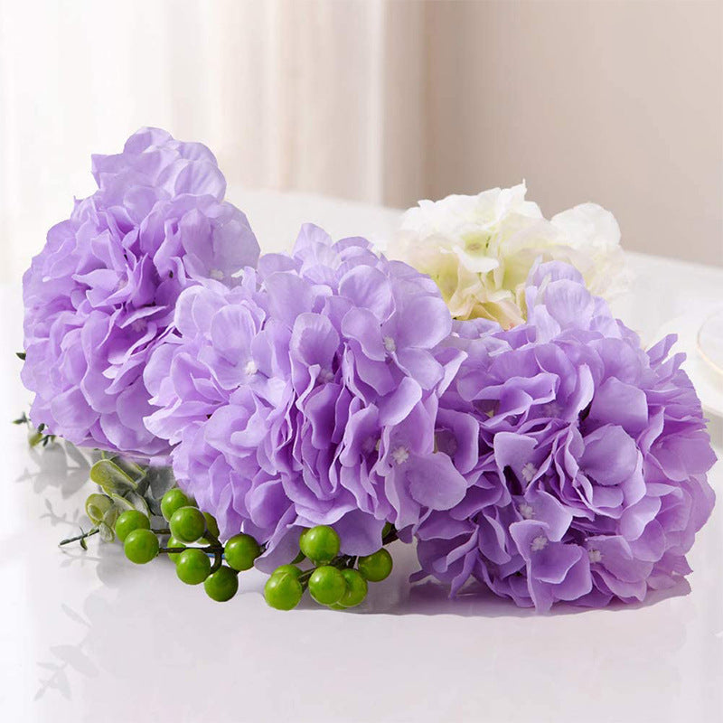 10 Flower Head and Stems Artificial Satin Hydrangeas Rose Red