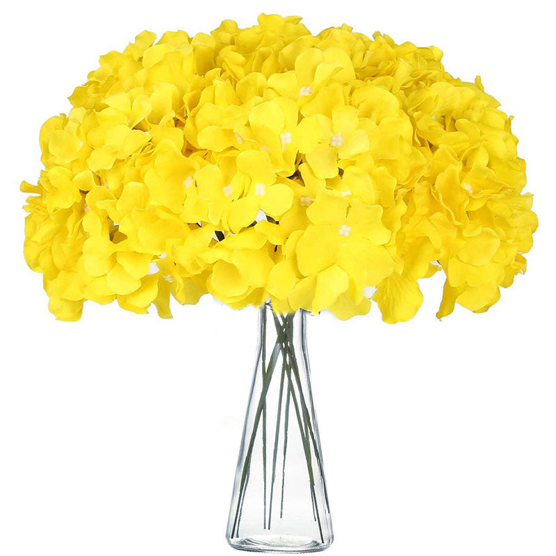 Fake Hydrangea Artificial Flowers with Stems Real Touch Yellow