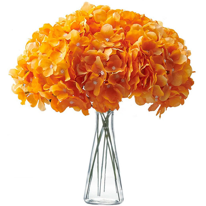 Fake Hydrangea Artificial Flowers with Stems Real Touch Orange