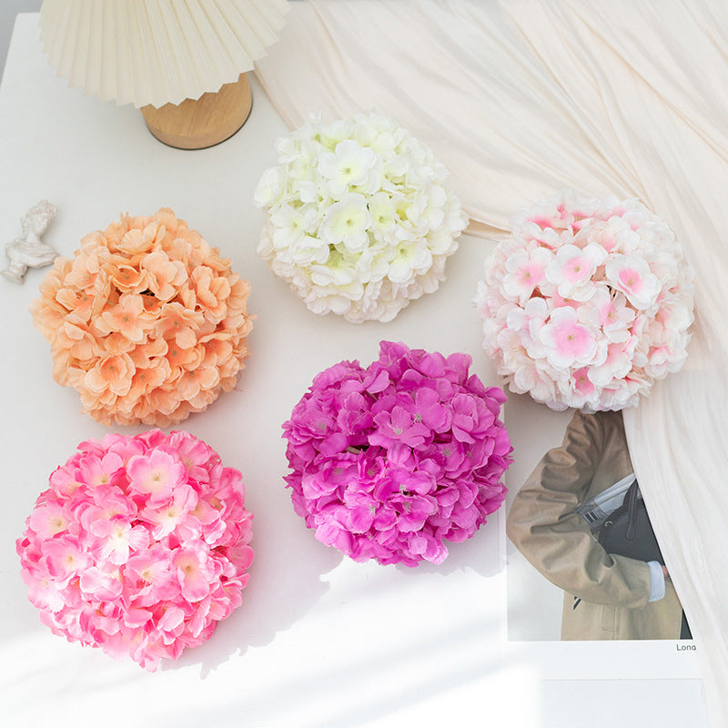4 Pcs Artificial Silk Hydrangea Kissing Flower Balls 6" Rose Red