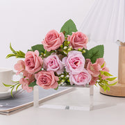 4 Bushes 12" Roses Artificial Silk Flowers Lotus