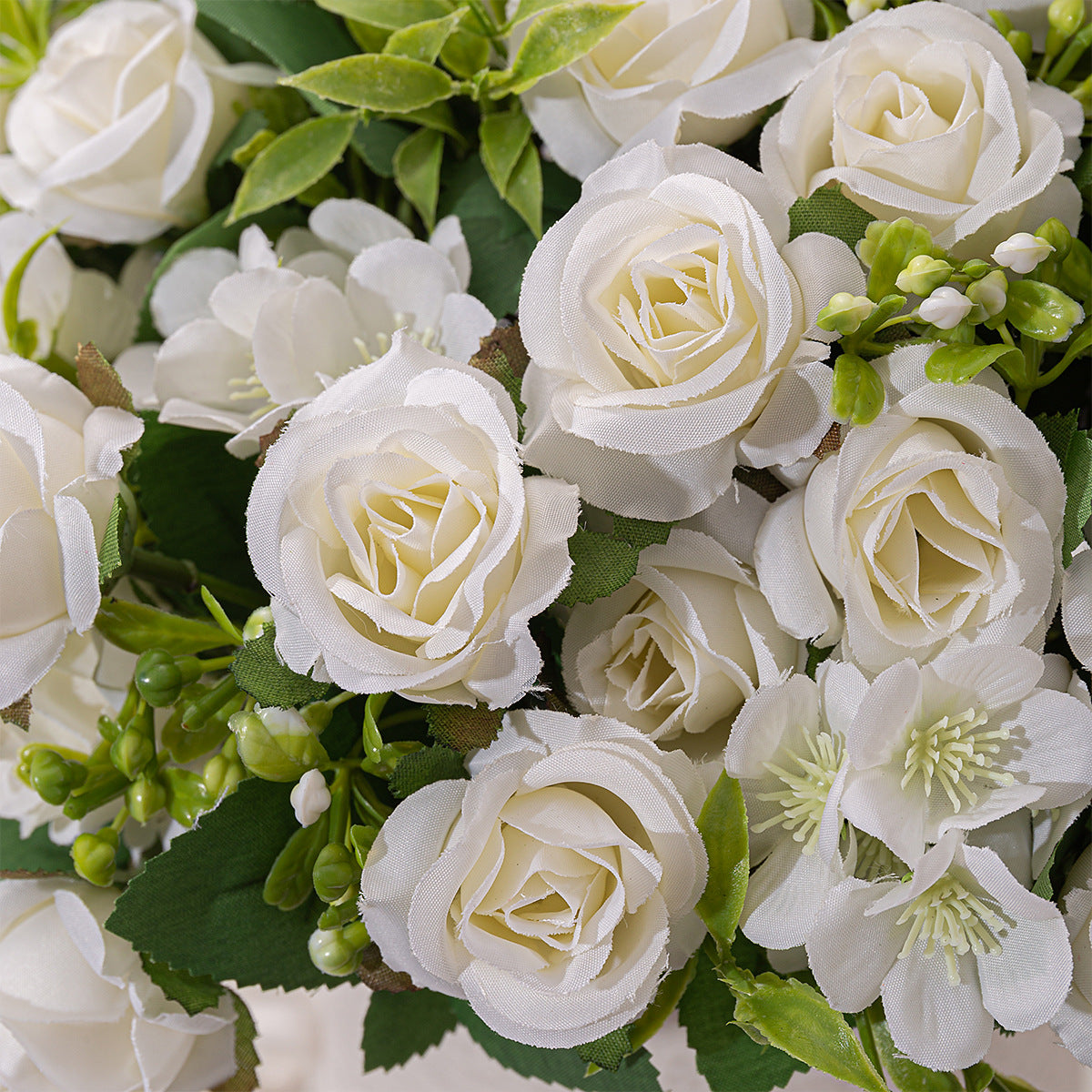 4 Bushes 12" Roses Artificial Silk Flowers White