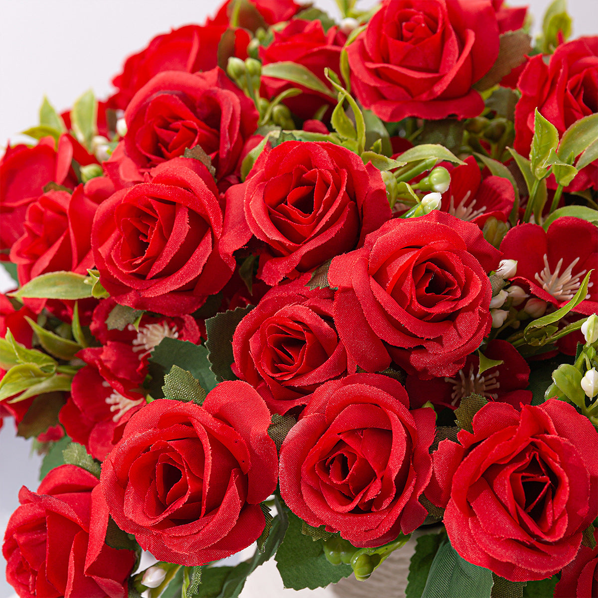 4 Bushes 12" Roses Artificial Silk Flowers Red