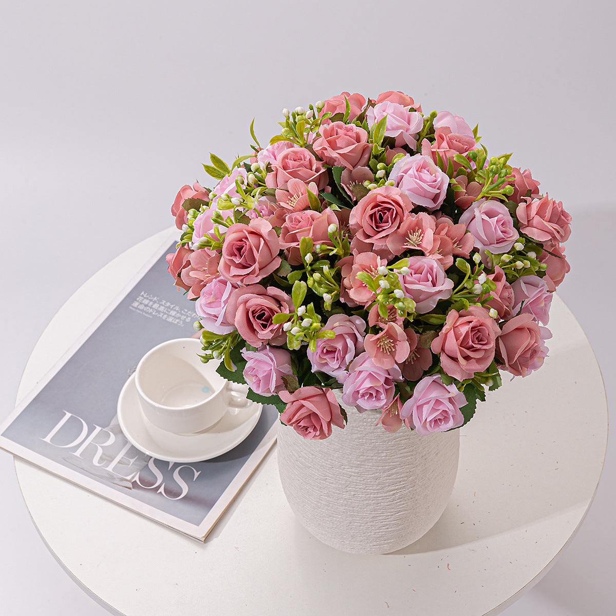 4 Bushes 12" Roses Artificial Silk Flowers Lotus