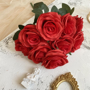 2 Bushes 18" Roses Artificial Silk Flowers Red