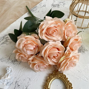 2 Bushes 18" Roses Artificial Silk Flowers Light Orange