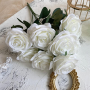 2 Bushes 18" Roses Artificial Silk Flowers White
