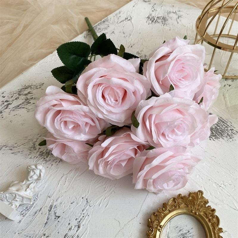 2 Bushes 18" Roses Artificial Silk Flowers Gouache