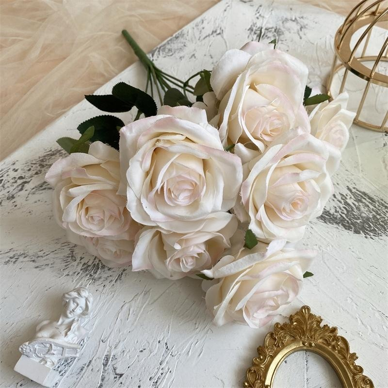 2 Bushes 18" Roses Artificial Silk Flowers Light Pink