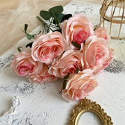 2 Bushes 18" Roses Artificial Silk Flowers Pink Heart