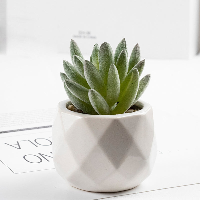 3 Pcs Artificial plant in white ceramic pot Tianshan Snow Lotus