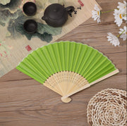 5 PCS Hand Fans for Women Foldable Handheld Portable Chinese Style Green