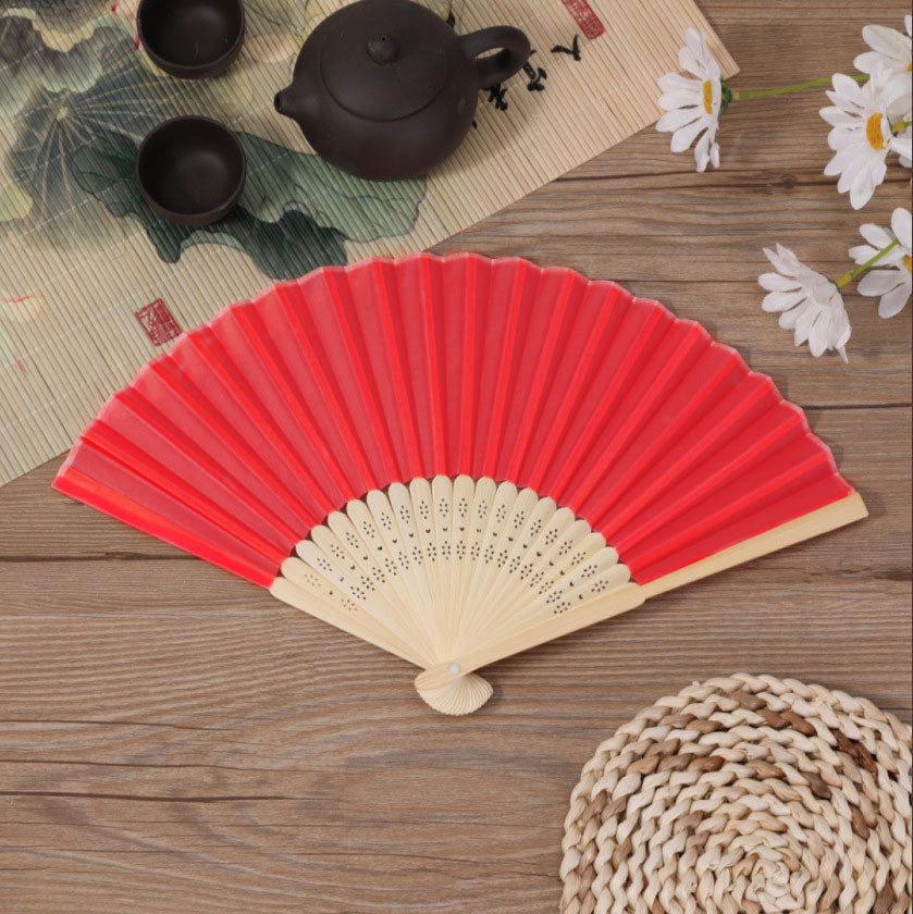 5 PCS Hand Fans for Women Foldable Handheld Portable Chinese Style Red