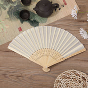 5 PCS Hand Fans for Women Foldable Handheld Portable Chinese Style Beige