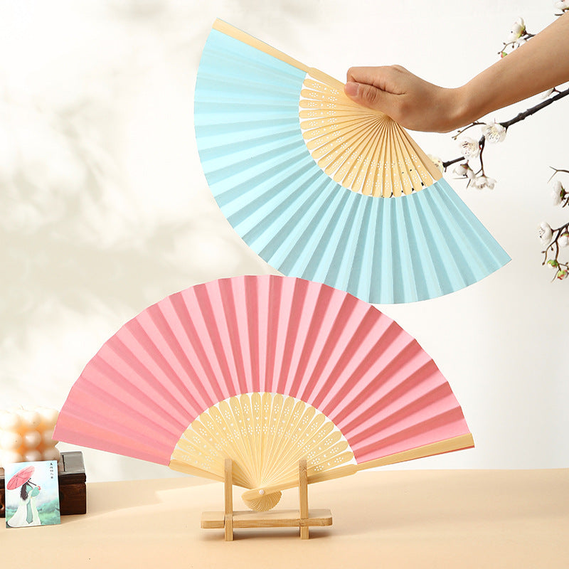 5 Pc Asian Silk Folding Fans Party Favors Beige