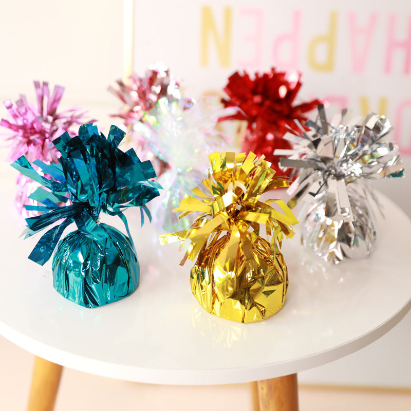 12 Pack Metallic Gold Foil Tassel Top Party Balloon Weights, 6.3oz 5"