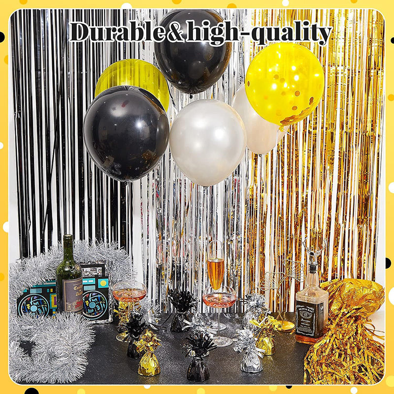 12 Pack Metallic Gold Foil Tassel Top Party Balloon Weights, 6.3oz 5"