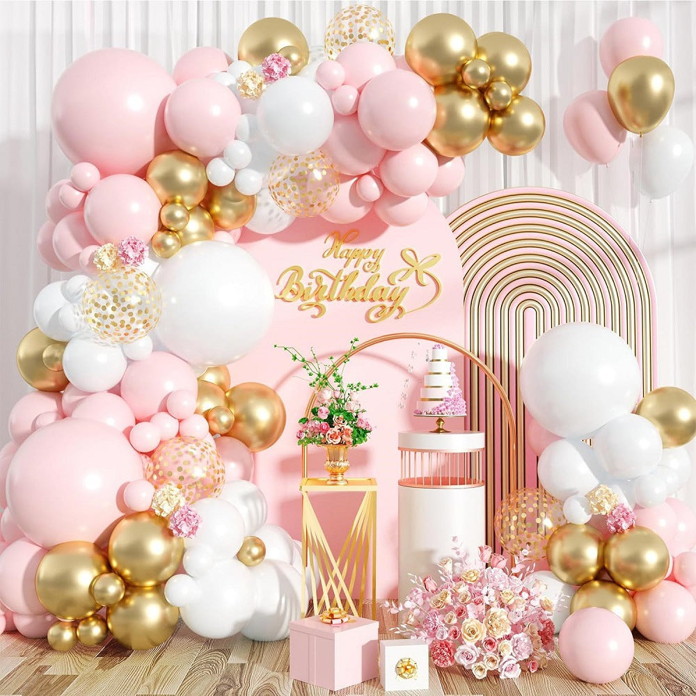 122 Pc Light Pink White Gold DIY Balloon Garland Kit