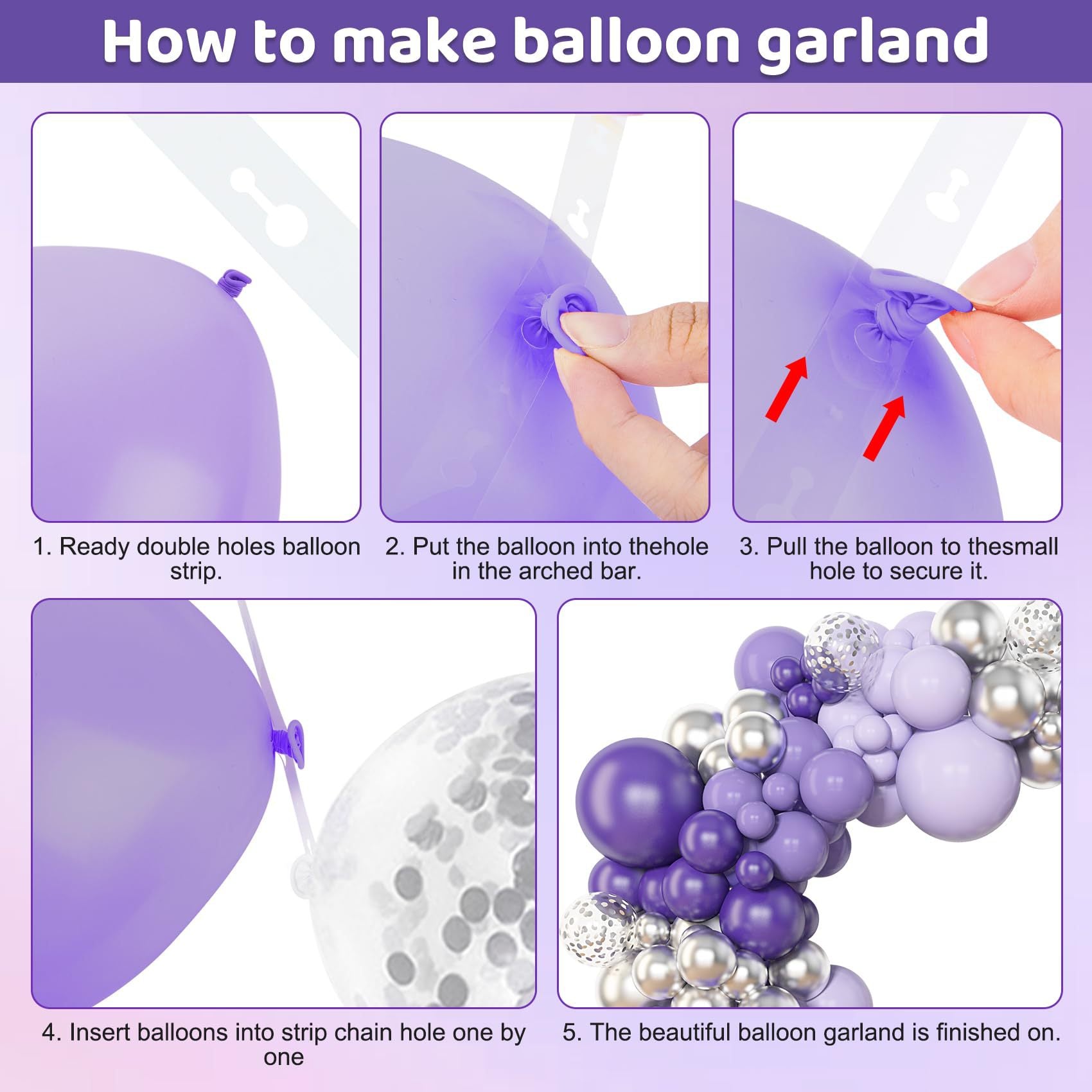 143 Pc Purple DIY Balloon Garland Kit