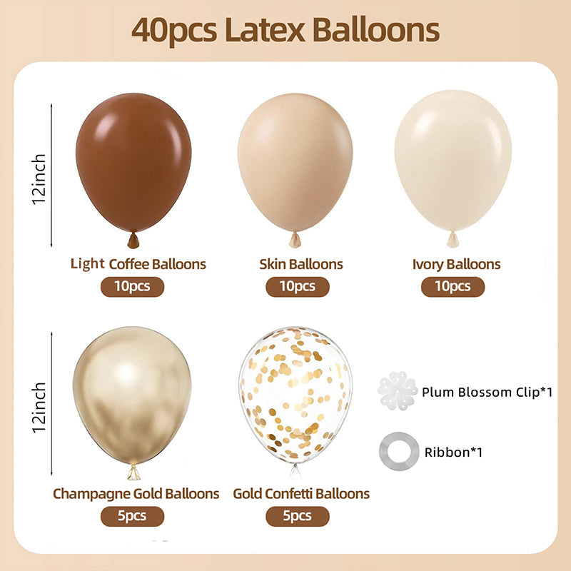 40 Pcs 12" Coffee Balloons Kit