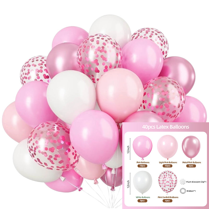 40 Pcs 12" Party Balloons with Ribbon for Birthday Wedding Graduation Anniversary Party Decorations