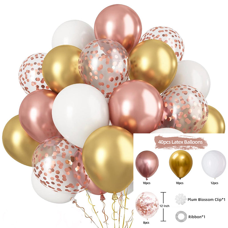 40 Pcs 12" Party Balloons with Ribbon for Birthday Wedding Graduation Anniversary Party Decorations