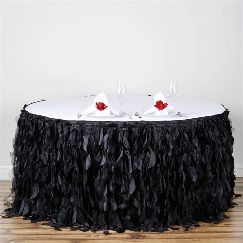 14ft Curly WillowTable Skirt Black