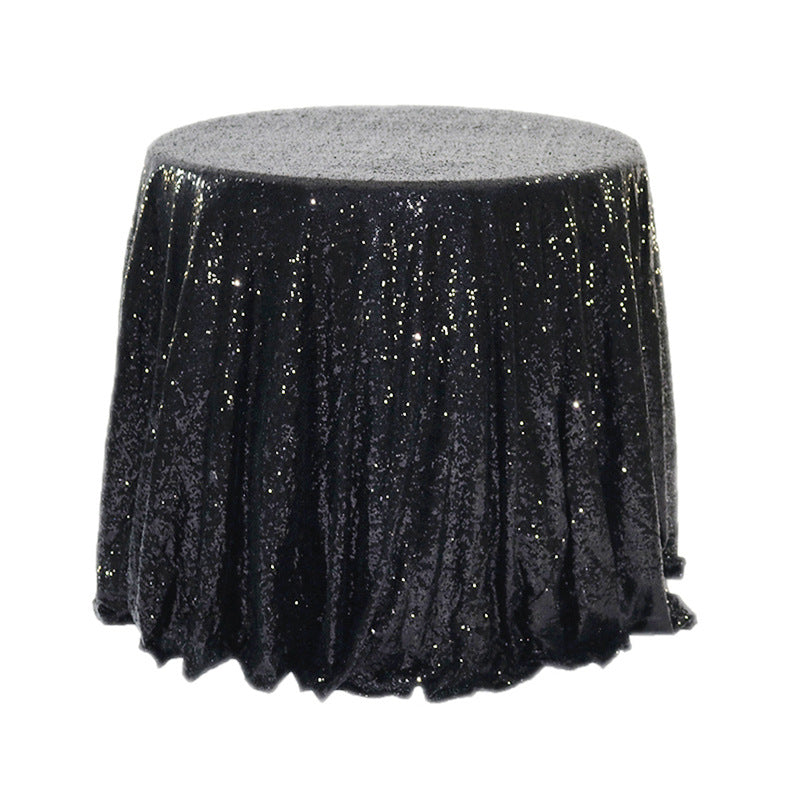 Sequin Round Tablecloth 90" Black