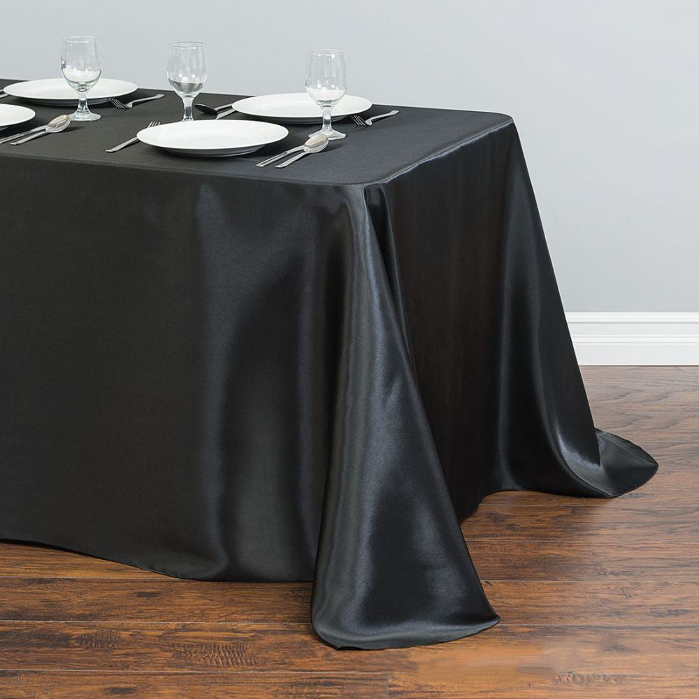 Satin Rectangular Tablecloth 57"x108" Black-No splicing