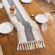 Bohemian Style Tassel Cotton Table Runner - Openwork Gray