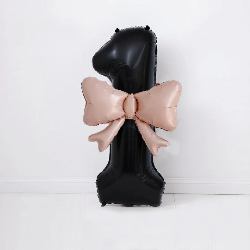 40" Large Foil Number Balloons With Bow Balloon - Number 1 Black