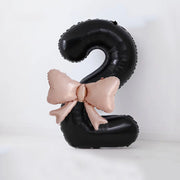 40" Large Foil Number Balloons With Bow Balloon - Number 2 Black