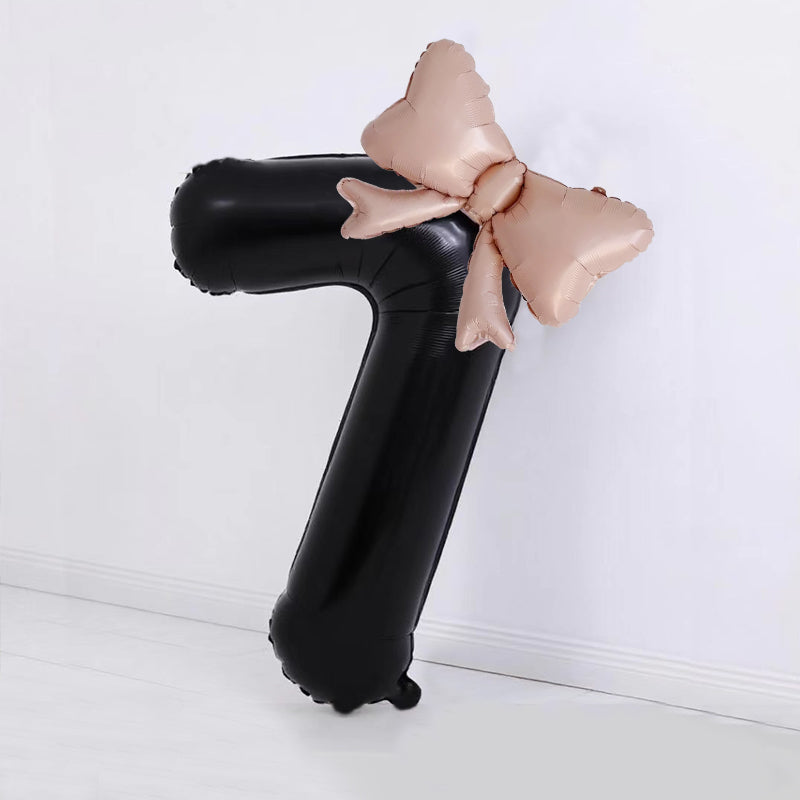 40" Large Foil Number Balloons With Bow Balloon - Number 7 Black