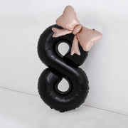 40" Large Foil Number Balloons With Bow Balloon - Number 8 Black