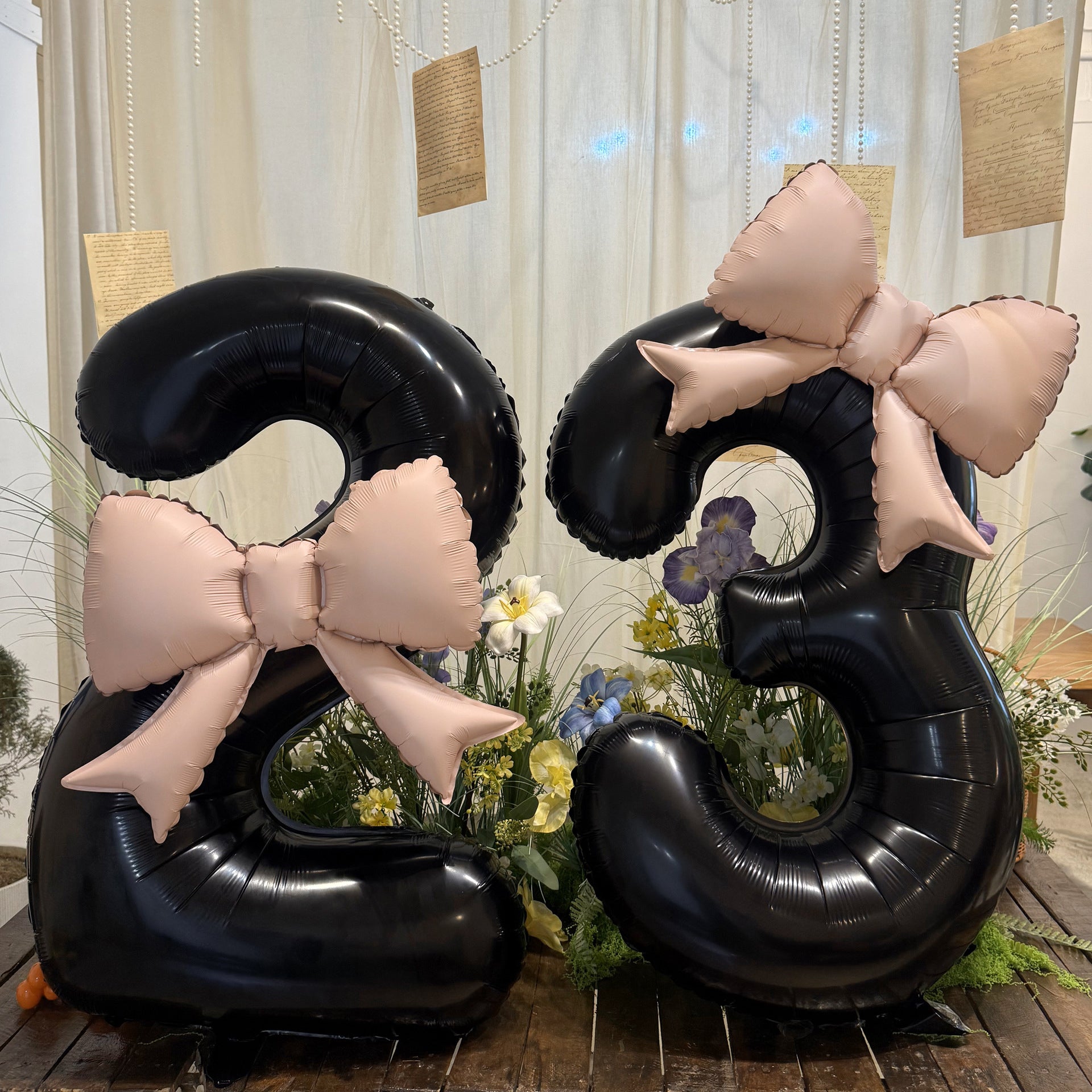 40" Large Foil Number Balloons With Bow Balloon - Number 8 Black