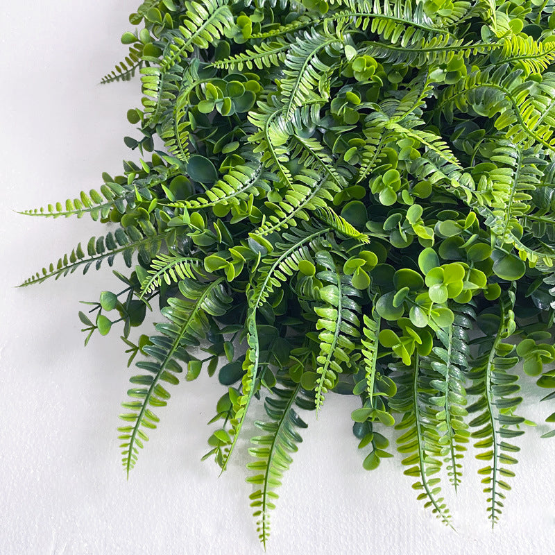 Artificial Boston Fern Eucalyptus Boxwood Greenery Garden Wall 4 Panels 12 Sq. ft.